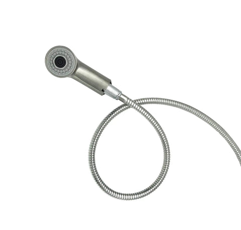 Easy Install Pull Out Spray Wand Replacement For Grohe Pull Out Faucets With O Rings Super Steel Finish Direct Fit Save Big Versus Oem No Leaks And Pocket Friendly Upgrade. Shiny spray wand with a flexible hose.