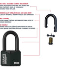 Granit Alloy Steel Padlock With 2 Inch Shackle, Keyed Alike, High Security Disc Cylinder, Hardened Steel Body And Shackle, Tough As Nails Against Picking, Code 5544653 layout with labeled components