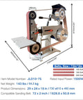 Tough As Nails 2X72 Belt Grinder Sander with 1500W motor, 72x2 inch belt, perfect for precision metal and woodworking tasks.