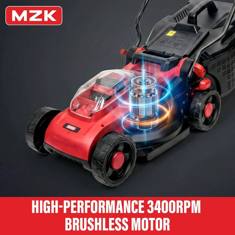 Cordless 20V 13 Inch Brushless Electric Lawn Mower With 4 Position Height Adjustment Walk Behind Lawn Mower 8 Gallon Grass Bag
