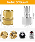 Brass and stainless steel 3/8 in NPT pressure washer quick-connect fittings, 8-pack internal-thread, front view