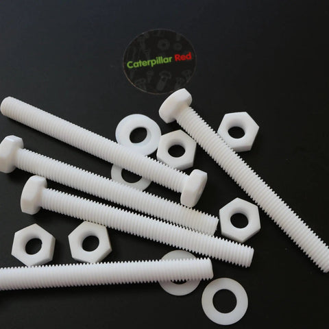 Top Shelf Natural PTFE Hex Head Bolts M10 X 100mm Screw Set with white nuts and washers for easy assembly.