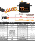 2 Pack 5G Micro Digital Servo With Metal Gears Coreless Motor For 1 28 Scale RC Cars Airplanes Fixed Wing Planes Helicopters And Drones JR254 Connector High Precision Mini Servo image showing wiring diagram and specifications