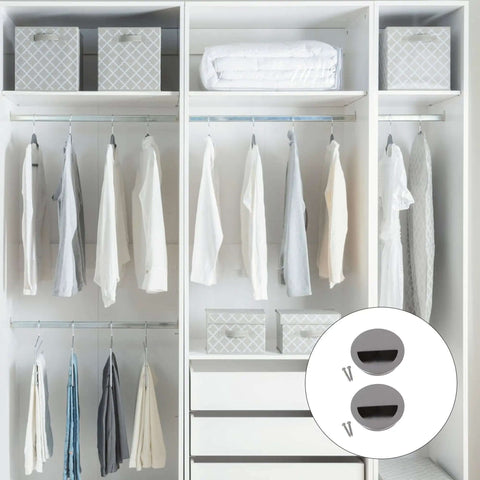 White closet interior with hanging clothes, focus on Concealed Stainless Steel Cabinet Door Knob Pull 78cm Length No-Fuss 2.76 Inch Circle