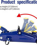 2 Ton Hydraulic Floor Jack With 4000 Lb Lift Capacity, Heavy Duty Car Jack Trolley For Home Garage, Blue Steel Construction