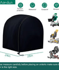 Heavy Duty 600D Oxford Black Miter Saw Cover For Woodworking Bench Tools Up To 28 By 24 By 28 Inches, waterproof and dustproof.