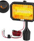 Badass 48V Electric Golf Cart Heater With Infinite Temperature Adjustment And Windproof Carbon Fiber Core To Keep Your Sweet Course Rig Toasty Without Any Propane Hassle Or Overheating Risk, featuring orange heating element and rotary temperature dial.