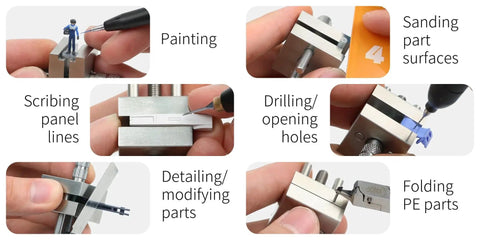Stainless Steel Precision Mini Vise Grip 0.88inch To 0.22inch For Tiny Models And Fixed Parts, A Handy Tool For Detailing, Sanding Surfaces, Drilling Holes, Scribing Panel Lines, Painting Prep, And Fine Craft Work. holding model parts for painting, sanding, drilling, and scribing