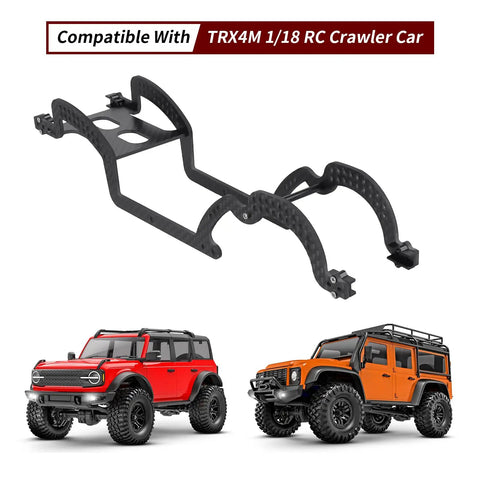 Beefy Carbon Fiber Chassis Kit For 1/18 TRX4M Bronco Defender Crawler, ECS Securing Straps, Durable Carbon Frame Display