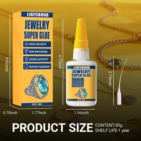 Clear Jewelry Glue For Accessories Quick Dry Cyanoacrylate Adhesive 30g 1.05oz bottle with yellow cap and dropper