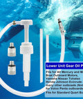 Gear Oil Pump For Marine Outboards Quick Pour Kit with adapters and metal swivel for standard quart bottles