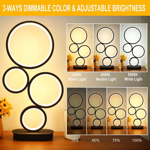 Go To LED Table Lamp For Nightstand And Desk With Dimmable 18W LED And Three Color Temperature Options Modern Circle Design