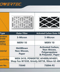 Product comparison chart for 5 Micron Outer Air Filter 4 Pack For WEN 3410 AF4000 AF4001 Shop Fox W1830 and other systems.