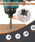 6-Piece Metric Drill And Tap Bit Set HSS M3 To M10 With 1/4 Inch Hex Shank, shown drilling and threading metal
