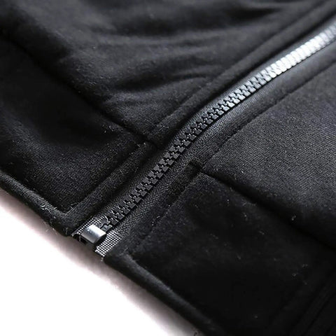 Close-up of zipper on Heavyweight Fleece Hoodie For Men Full Zip With Warm Lining Thick Winter Ready Hooded Sweatshirt