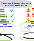Comparison of two egg chair stand bases; left shows base with 4 chair legs, right shows round or half-open design.