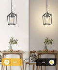 Rustic Black Pendant Light For Kitchen Island Industrial Hanging Lantern With Metal Cage Chandelier 49 Inch Adjustable Chain