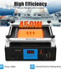 High Efficiency Preheating Rework Station 450W SMD BGA Hot Plate With Infrared Ceramic Heating displayed with digital control