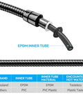 EPDM inner tube detail of Extra Long 79 Inch Shower Hose With Handheld Shower Head Compatibility Flexible Brass Core