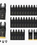 Heavy Duty Oscillating Multitool Blade Kit With 30 Piece Pro Grade Set for wood, metal, plastic, drywall shown in array