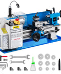 Built Tough 7 X 12 Inch Mini Metal Lathe Benchtop Machining Station with tools and accessories for precision turning.