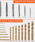 Ultimate 65 Piece Bolt Extractor Kit For Damaged Bolts And Nuts With Left Hand Drill Bits And Three Eighths Inch Drive product view.