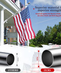 6Ft Outdoor Flag Pole Kit With 360 Degree Anti Wrap Rotating Rings For Porch And Garden Heavy Duty Stainless Steel Fits 3x5 Flags Bracket Not Included Now, displaying two American flags on a porch.