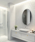 Six Piece Ginkgo Leaf Cabinet Knobs And Solid Zinc Drawer Pulls In Rustproof Brushed Gold Finish on modern bathroom vanity.