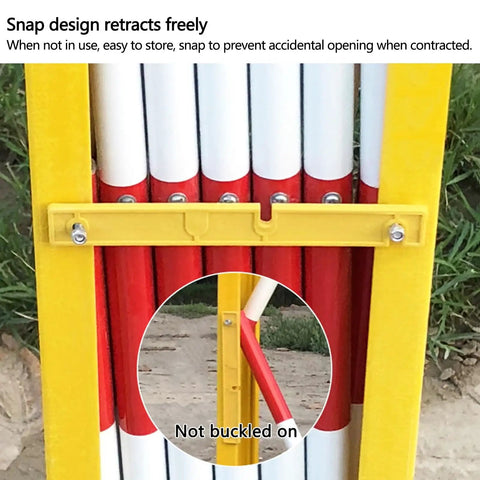 Heavy Duty Expandable Security Barricade With High Visibility Reflective Tape For Driveway Parking And Road Jobs Foldable Scissor Gate That Flats Down Quick And Stands Built Tough As Nails On Any Property Today