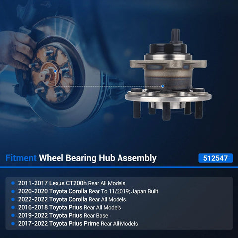 Image of Rear Wheel Bearing And Hub Assembly 512547 Plug And Play Compatible with Toyota and Lexus models, close-up view