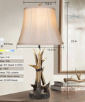 23-inch rustic antler resin table lamp with cream shade, size details, fits Set Of 2 Rustic Table Lamps For Living Room Farmhouse style