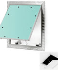 Rock Solid 12X12 Aluminum Drywall Access Panel With Paintable Wall Inspection Hatch and Smooth Hinged Service Door open angle view