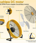16 Inch Battery Powered Floor Fan With 2500 CFM High Velocity Airflow featuring brushless motor and 360 degree tilt design