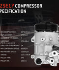 Heavy Duty AC Compressor With Clutch For Toyota Camry Rav4 Sienna 2 5 Liter And 2 7 Liter Engines 2012 Through 2017 close-up view with specs