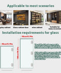 Heavy Duty No Drill Glass Door Hinges Pack for cabinets showcases and wine cabinets fits 5 to 10mm glass thickness matte finish diagram