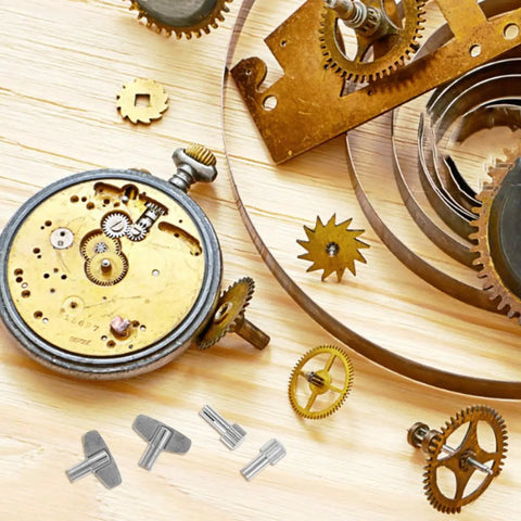 Clock Winding Key For Mechanical Clocks, Pro Repair Tool For Vintage Alarm Clocks, 0.79 Inch Metal Winder on wooden background