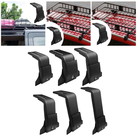 Heavy Duty Universal Roof Rack Bracket for Gutter Mounts 10cm Clamp On Car Roof Rack Hardware shown attached to SUVs and cargo racks.