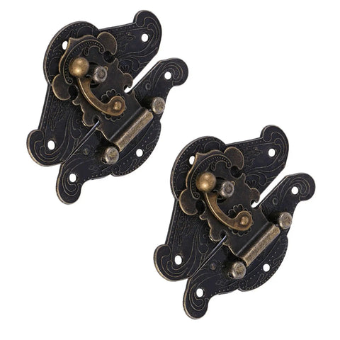 Dope Zinc Alloy Vintage Jewelry Box Latch With Antique Bronze Finish showing intricate design and locking mechanism.