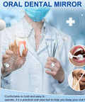 Pro Grade Dental Mouth Mirrors Pack Of 100 With Shiny Handles Anti Fog Intraoral Inspection Mirrors Individually Wrapped Ergonomic Angled Design For Easy Cheek Retraction Lightweight Clinic Quality. Oral dental mirror shown with handle and inspection head