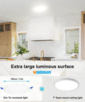 VOLISUN 8 Pack 7 inch Recessed Lighting, 5CCT, 2700K-5000K Selectable displayed in a modern kitchen setting.