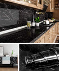 Black Marble Countertop Contact Paper Peel And Stick Vinyl Wrap Waterproof Self Adhesive For Kitchen Counters Cabinets DIY
