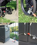 Heavy Duty 15 Foot Security Cable With Loops 10mm Braided Steel Cable securing stroller, gate, and barbecue grill outdoors.
