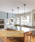 Total Glow Up Modern Crystal Pendant Lights For Kitchen Island In Sleek Black And Gold Height Adjustable Hanging Chandelier For Dining Room Decor with three pendants over a kitchen island.