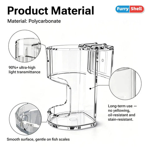 Crystal Clear Polycarbonate Aquarium Feeder Tray For Fish Tank. Non Yellowing, Stain Resistant Design With Adjustable Screws For Easy Installation. Holds Floating And Sinking Food Keeping Water Clean And Looking Sharp.