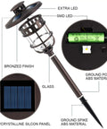 Diagram of Six Pack Solar Path Lights Outdoor Glass And Bronze Finish With High Lumen Output Two Bright LEDs, components labeled.