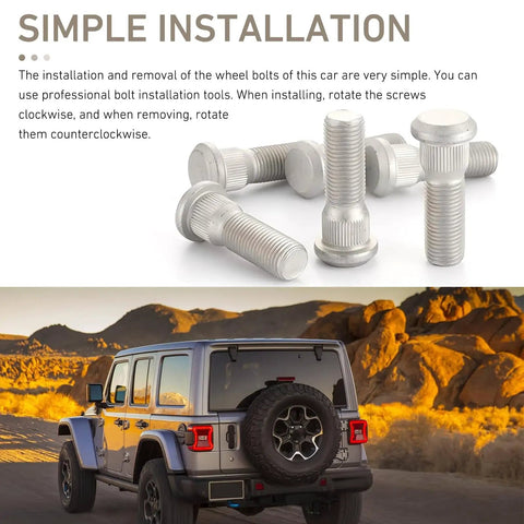 10Pcs M12x1.5 Wheel Studs 49mm Long Steel Lug Studs with simple installation instructions