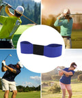 Golf Swing Training Aid Arm Band For Practice And Gesture Correction with golfers in various swing positions on the course