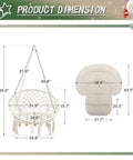 Cozy Macrame Hammock Chair With Thick Comfy Cushion And Hanging Hardware Kit Bohemian Cotton Rope Swing dimensions