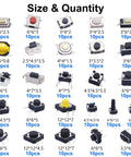 260Pcs Micro Momentary Tactile Push Button Switch Kit with 26 values and multiple pin options shown in various sizes and quantities