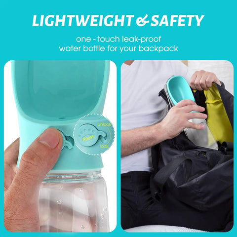 Leak Proof Dog Water Bottle For Outdoors, Portable Puppy Dispenser with One-Touch Lock Feature, Blue 19oz